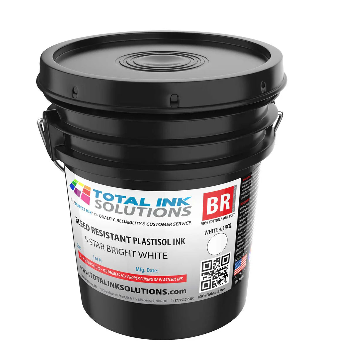 Bleed Resistant 5-Star Bright White CQ Plastisol Ink - 50/50 Blends